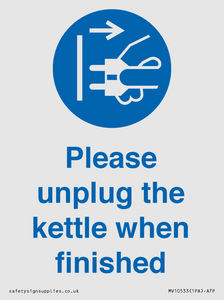 Please unplug the kettle when finished